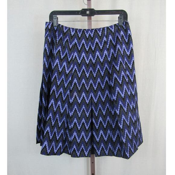 Carlisle US 8 Silk Wool Purple and Black Geometric Zip Zag Pleated Skirt - Picture 1 of 8